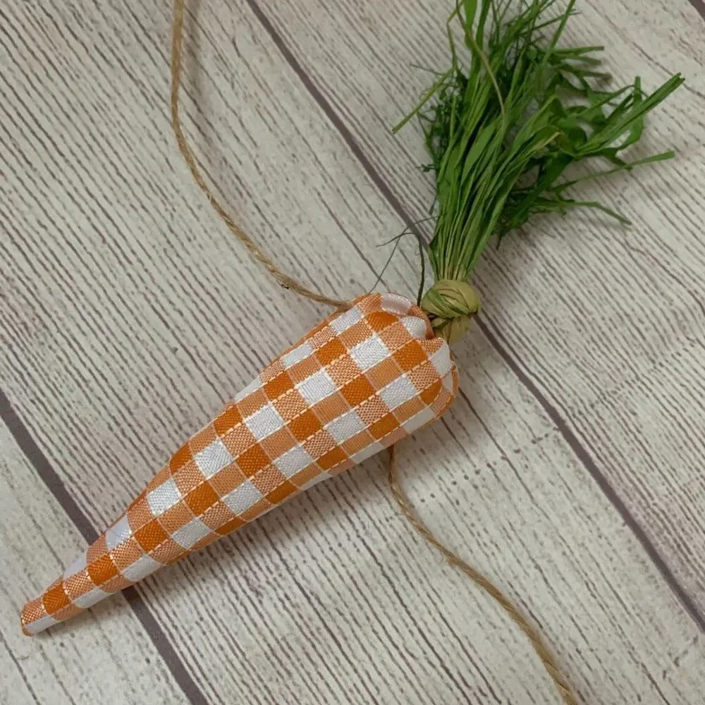 Rachel Ashwell The Farmhouse Plaid Carrot Garland Raffia Leaves Easter 6ft Long